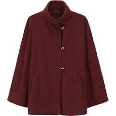 Stand Collar Button Cape-burgundy