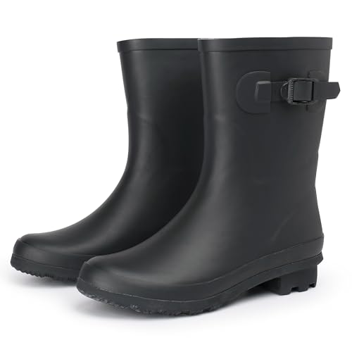 Alpine Swiss Reya Womens Waterproof Mid Calf Rain Boots | Tall Rubber Garden Boots | Anti-Slip Outdoor Work Mud Boot | Wellington Boots Rain Shoes
