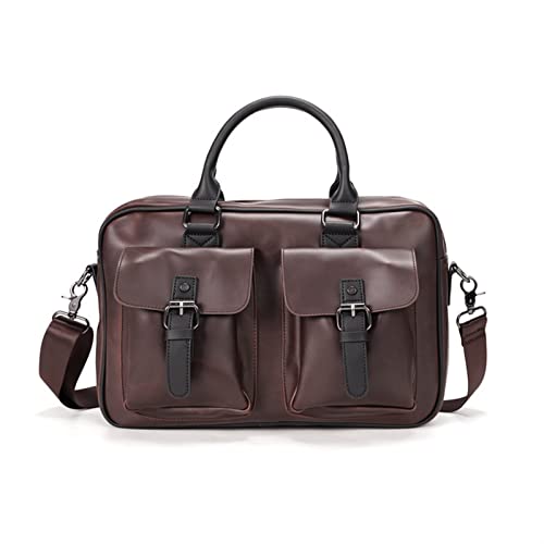 PU Leather Men's Briefcases 13inch Laptop Bag Office Bags for Men Document Business Shoulder Messenger Bag (Color : Coffee, Size : 37x10x25cm)