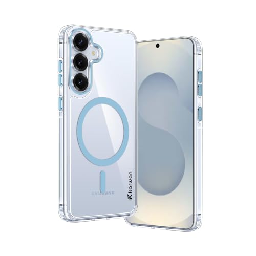 Image of KARWAN Crystal Clear Transparent Back Cover Case with Camera Protection,Compatible with Samsung S25 Plus, Anti Yellow Clear Shockproof Scratch Resistant Case with Magnetic MagEaze Wireless Charging