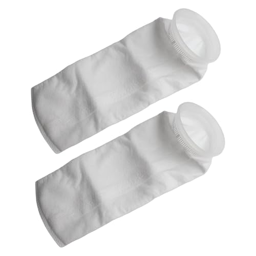 Whychstore Lot de 2 sacs filtrants en polypropylène non tissé, 105 mm x 380 mm pour traitement de l'eau et peinture, réutilisables 200/100 microns Blanc – vue 6