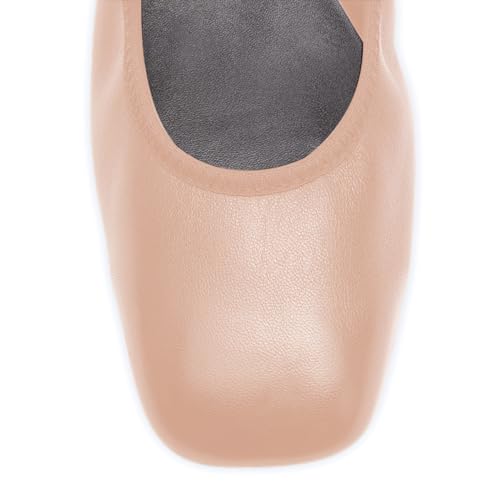 anteikira Women's Pearl Mary Jane Flats Square Toe Fashion Slip On Flat Shoes Comfortable Ballerina Flats Dress Shoes for Women Size 5.5-12US3