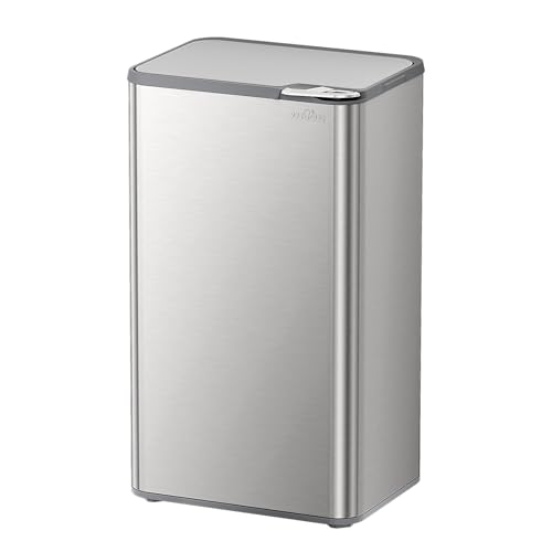 mVm Poubelle de Cuisine, Bureau 80L, avec Couvercle et Filtre Déodorant, Fermeture Douce et Maintien en Ouverture, en acier inoxydable, forme Rectangulaire,...