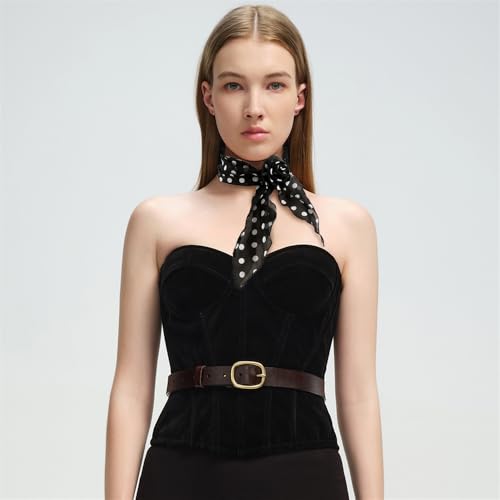 Dtja Fashion Flower Hair Pin Neck Scarves for Women Purse Bag Scarfs for Handbags Silky Long Thin Satin Headscarf Neckerchief3