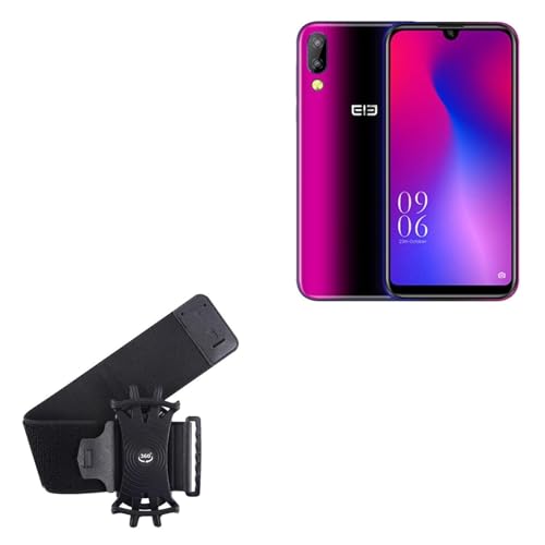 BoxWave Holster Compatible with Elephone A6 Mini - ActiveStretch Sport Armband, Adjustable Armband for Workout and Running - Jet Black