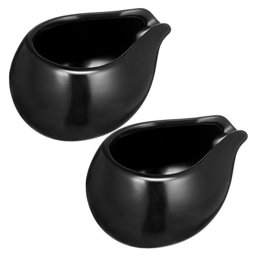 COLLBATH 2pcs Steak Sauce Bucket Coffee Creamers Small Milk Jug Mini Creamer Pitcher Condiment Containers Sugar Bowl Sauce Pots with Lids Coffee Jug Jugs Coffee Milk Jug Jar Ceramics Black