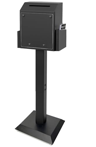 Suggestion Box with Stand, Floor Standing Offering Box, Heavy Duty Metal Locking Ballot Collection Safe Box for Voting Charity Donation Church Election Ballet Event