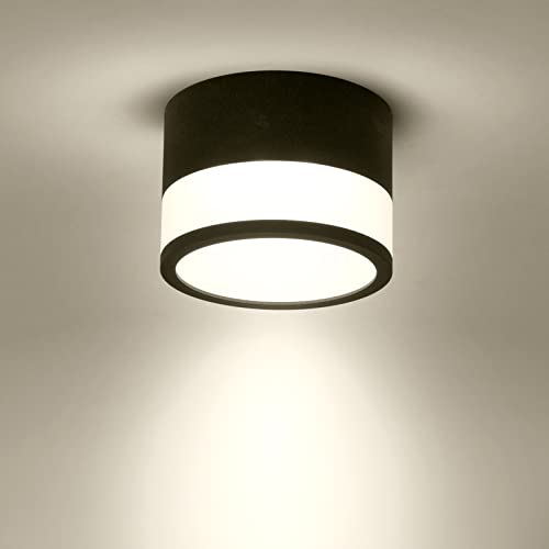 Temgin Spot Plafond en Saillie Rond LED Noir Blanc Neutre Plafonnier Aluminium 12W Ø110mm 230V 4000K pour Couloir Chambre Salle à Manger Cuisine Salon Cover