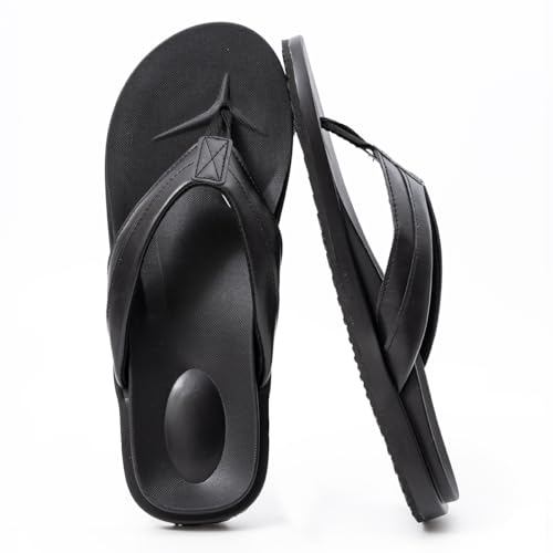 QIGEGE Flip Flop For Men with Arch Support Ultra Soft Cushion Footbed Slip On Lightweight Comfortable Thick Yoga Mat Thong Sandals Beach Thong Slides