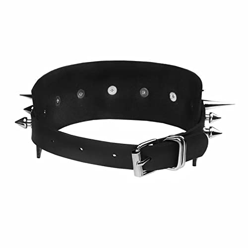 Edgy Punk Style Spiked Leather Choker and Bracelets Set Adjustable Gothic Collar with Matching Wristbands Vintage Jewelry Gift4