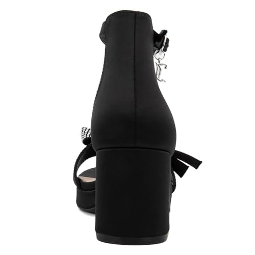 JUICY COUTURE Women's Open Toe Ankle Strap Low Block Chunky Heels Sandals - Dress Pumps Shoes3