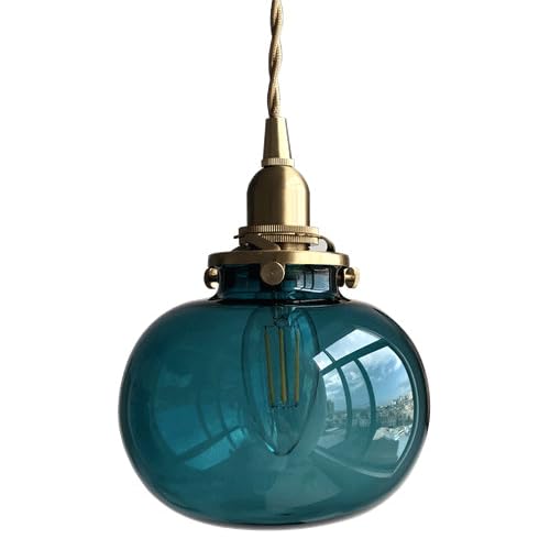 Suspension rétro verre coloré lustre E27 tête unique pour bar et couloir