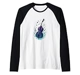 Kontrabass mit Noten Rockabilly Jazz Orchester Kontrabassist Raglan