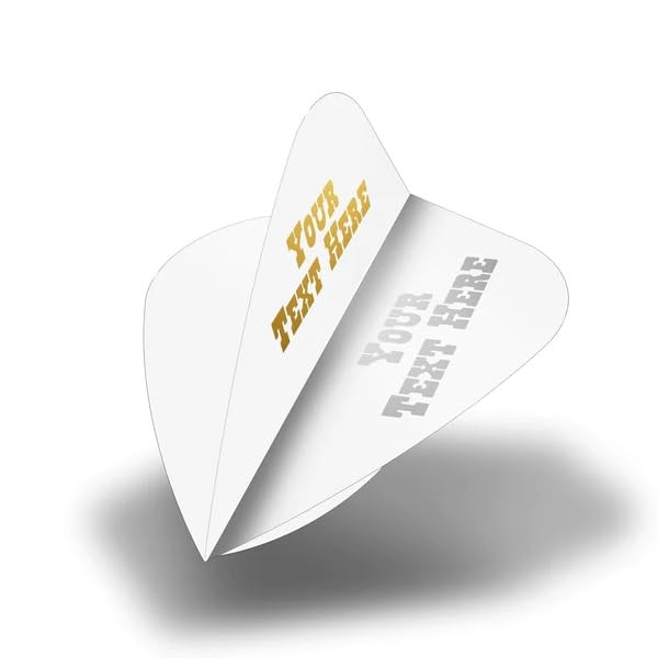 DESIGNA DARTS Personalised 75 Micron Flights | Custom Hot Foil Print Dart Flights | 10 Sets of 3 Flights, Kite, White (PF9013WH-PERS10)