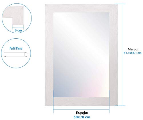 Chely-Intermarket-Espejo-de-Pared-Cuerpo-Entero-50x70cm-Marco-Exterior-611x811cm-MOD-113-Blanco-Forma-Rectangular-Decoracion-de-salon-Dormitorio-Acabado-Elegante-113-50×70-425