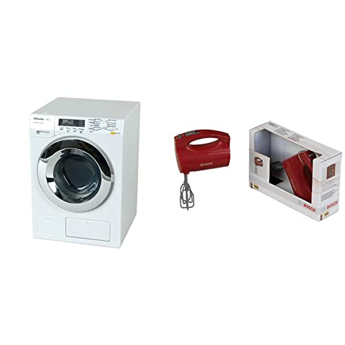 Theo Klein 6941 Miele Waschmaschine | Vier Waschprogramme und Originalgeräusche | Funktioniert mit und ohne Wasser | ab 3 Jahren & 9574 Bosch Handmixer | Batteriebetriebene Mixer | ab 3 Jahren