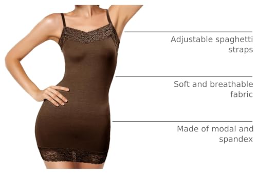 Image of Bencailor Women's Long Tank Tops, Lace Camisole Neck Cami Adjustable Spaghetti Strap Undershirts for Women