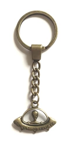 Image of KEYRING - Star - Bronze Plated. 30mm Split Ring. Goth Emo Rock. Key Ring. I Want To Believe. Alien Spaceship