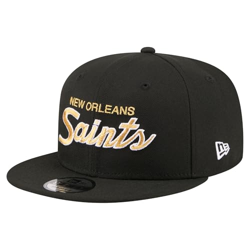 New Era Men's Black New Orleans Saints Core Team Script 9FIFTY Snapback Hat