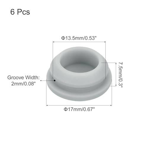 Image of MECCANIXITY 6pcs Silicone Snap in Locking Hole Plugs,13.5mm /0.5 Inch Mounting Diameter Narrow Groove Width 2mm Panel Seal Cover Round for Kitchen Bulkheads Waterproof Sealing Plugs Grey