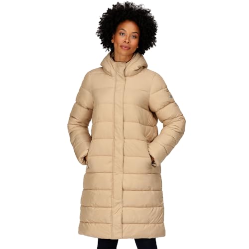Regatta Womens Bodie Long Line Hooded Padded Jacket Coat - Oat - 4
