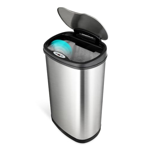 Ninestars TRASH-DZT-50-13 Dzt-50-13 Automatic Touchless Motion Sensor Oval Trash Can thumb #3