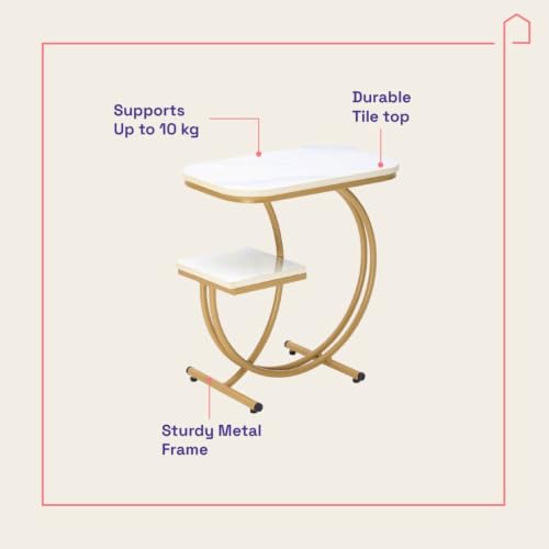 Image of Wakefit Curran Metal Side Table-Alaska White