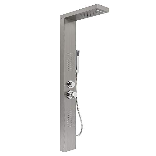 Columna Ducha Columna de Hidromasaje con Grifo Acero Inoxidable Panel Duchas Set Ducha Sistema Duchas de Baño,15*47*130 cm (acero inoxidable) Cover