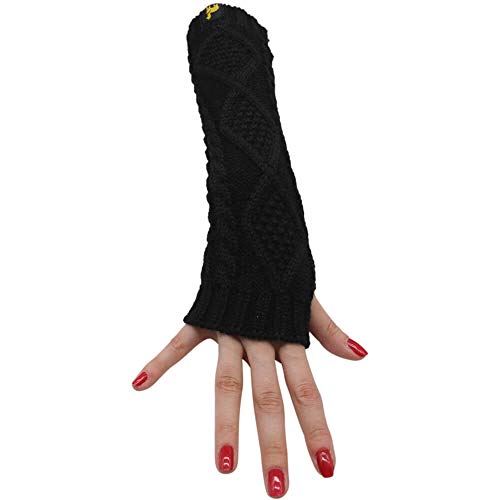 Alpaka Pulswärmer Armstulpen mit Daumenloch XS-XL 100% Baby Alpaka One Size 30CM Farbe: Schwarz