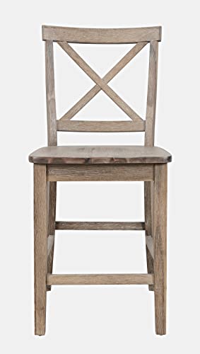 Set de 2 Butacos Jofran de Madera de Acacia con Respaldo en X, Altura de Barra, Color Brushed Bisque miniatura 3