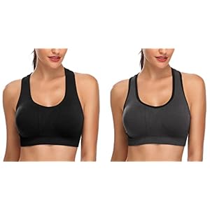 MIRITY Women Racerback Sports Bras – High Impact Workout Gym Activewear Bra Color Black Grey Size S