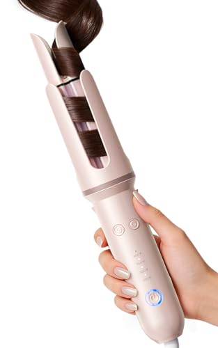 DYHOO Automatic Curling Iron, 4 Temp, 1.25' Rotating Curling Wand for Beach Waves &Loose Curls,...