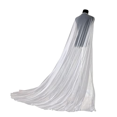 UATULT Vestido de novia simple para mujer, capa de tul, para iglesia, para boda, Blanco, Talla única