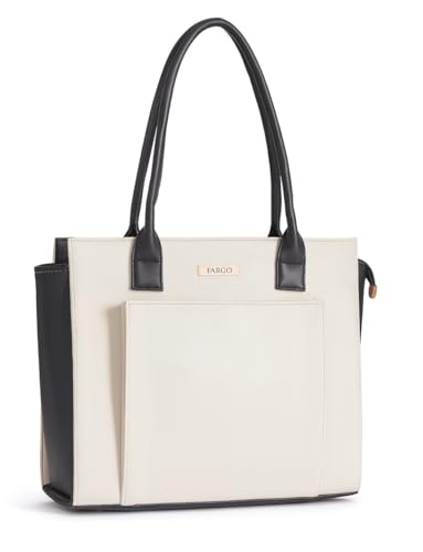 Image of Fargo Amara Vegan Leather Tote Bag for Women | Laptop Compartment, RFID Pockets, YKK Zipper, Large Office Handbag | Shoulder Bag for College & Daily Use | Made in India