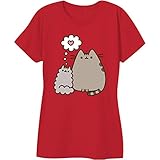 Pusheen The Cat Kitty Love Juniors T-Shirt (Small, Red)