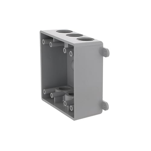 Hubbell-Bell PDB77550GY Weatherproof Box with 1/2-Inch or 3/4-Inch Outlets, Gray