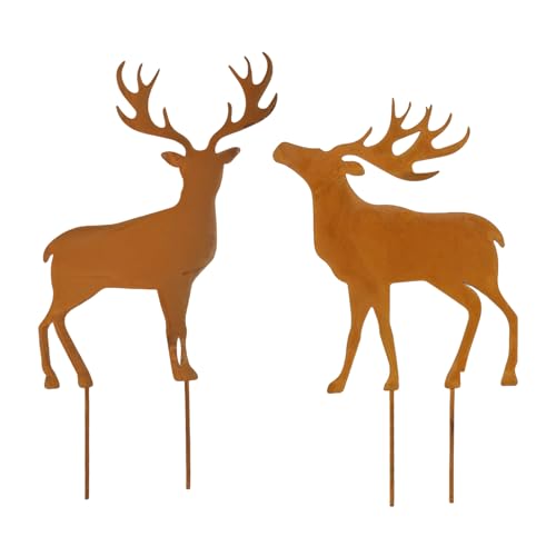 VerLuky 2er Set Rentiere Gartenstecker Rost,Hirsch Deko Weihnachten...