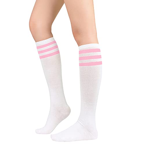 Image of Zando Striped Knee High Socks for Women Athletic Running Long Tube Socks Casual Knee High Stockings