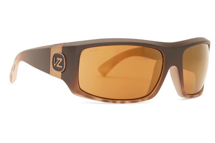 Image of VonZipper Clutch Polarized Polarized Sunglasses for Men and Women Leopard Shark Satin with Rectangle Clutch Polarized Gold Chrome Impact-resistant polycarbonate lens Sun Glasses with UV and HEV