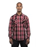Burnside Men's Long-Sleeve Western Plaid Shirt 2XL RED/ BLACK