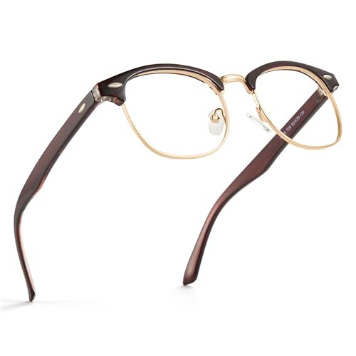 Image of Cyxus Blue Light Glasses Men Retro Semi Rimless Clear Blue Light Glasses for Computer Eye Strain Gaming Glasses Anti Harmful Blue Light for Men Women