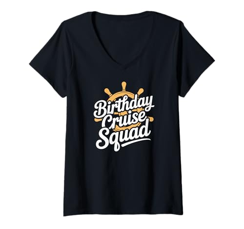 Damen Kreuzfahrt Geburtstag Birthday Cruise Squad Crew T-Shirt mit V-Ausschnitt