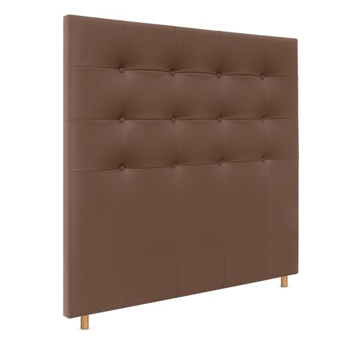 DHOME Cabecero Capitoné hasta el Suelo Cabezal 8cm tapizado ACUALINE Tela y Polipiel para Cama Dormitorio (150x120cm (150), Polipiel Arcilla)
