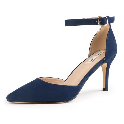 Image of JOY IN LOVE Closed Toe Heels Pumps for Women 3IN Stiletto Pointed Toe Ankle Strap Heels