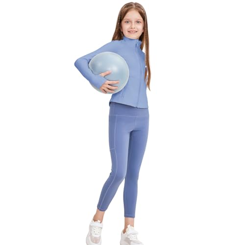 Image of B&GCozy Girls Zip Up Jacket Horse Riding Shirts Athletic Yoga Lightweight Jackets for Girl 6-15 Years