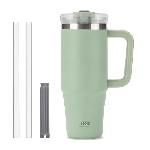 Coffee Cup Travel Mug with Handle, 30oz Tumbler with Lockable Lid, Stainless Steel Vacuum Insulated Water Bottle with Straw