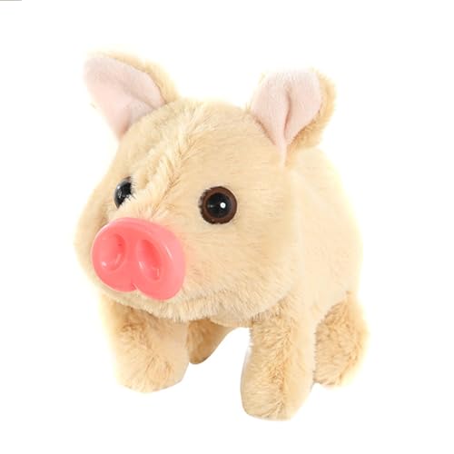Electric Plush Pig Toy Interactive Piglet, Pig Soft Gifts for Kids, Cuddly Toy, Animal Piglet Plush Toy (brown) [sAi]