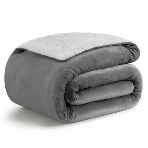KANKAEU Coperta pile matrimoniale 200x230 cm, Coperta pile calda e morbida, Coperta termica in sherpa, Plaid matrimoniale spesso, perfetta per l'inverno, facile da pulire, ideale come regalo