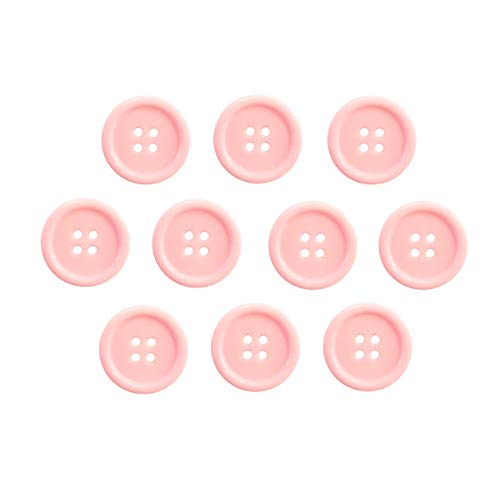 Buttons 1 Inch (1”) 4 Hole 10 Pieces - White Black Clear - Sewing Crafts Replacement Button -Perfect for Crafts, Coats, Shirts, Pants, Shorts, Cardigans, Blazers, Skirts (Light Pink)