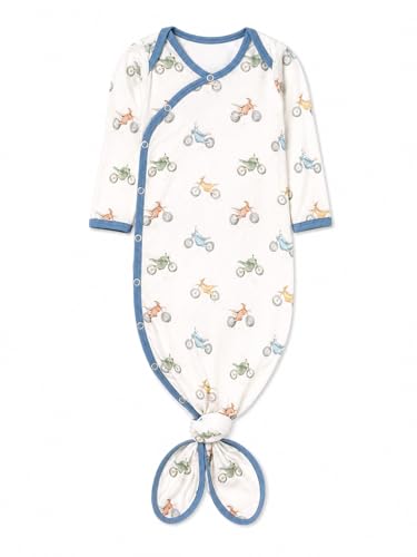Image of Copper Pearl Baby Gown - Knotted Newborn Sleepers for Baby Boy and Girl, Soft Stretchy Long Sleeve Infant Gowns with Bottom Tie and Hand Mittens, Perfect Hospital Coming Home Outfit (Ryder)